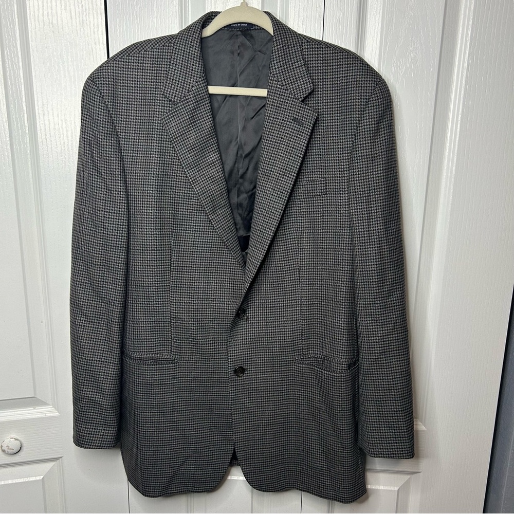 Ralph‎ Lauren Blue Label 44L Wool Two Button Suit Sport Jacket Blue Houndstooth